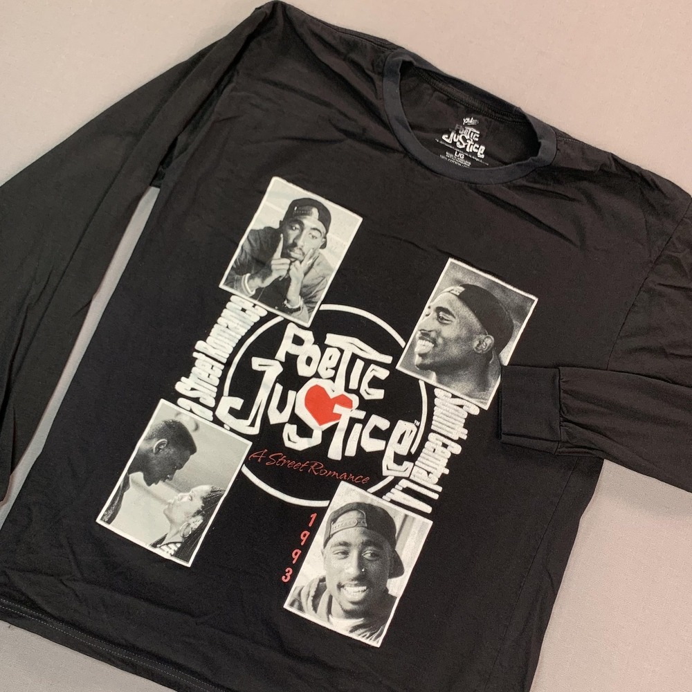 Poetic Justice Shirt Men L Black Long Sleeve 1993 Graphic Movie Tee Tupac Philco